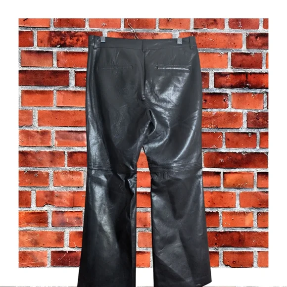 NWT Babaton Aritzia Wide Leg Flare Black Faux Leather Pants Size 10 - Picture 7 of 12
